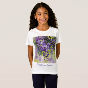 T-Shirt Belles Fleurs De Wisteria En Aquarelle