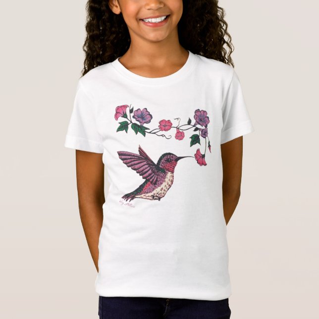 T-Shirt Belles fleurs et colibri (Devant)