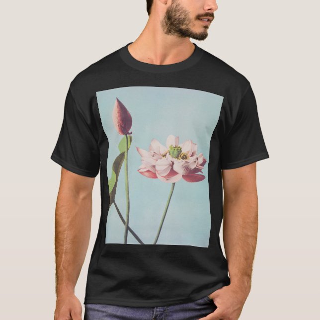 T-shirt Belles impressions photomécaniques de fleurs Lotus (Devant)