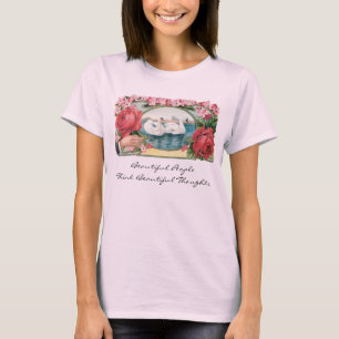 T-shirt Belles pensées cygne et art de cru de roses