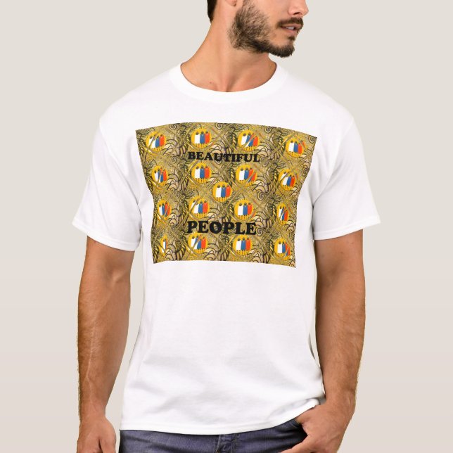T-shirt Belles Personnes Couleurs Motif Traditionnelles Af (Devant)