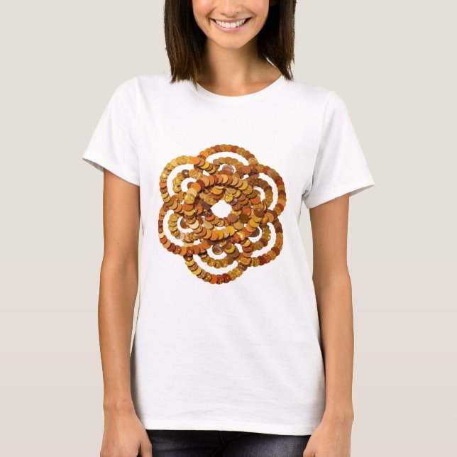 T-shirt Belles pièces d'or argentées en spirale (Devant)