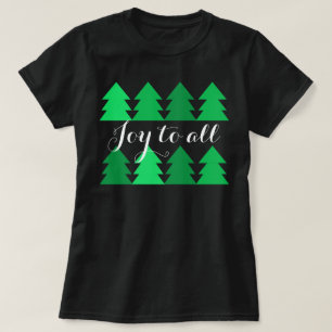 T-shirt Belles rangées d'arbres de Noël verts Joie à tous