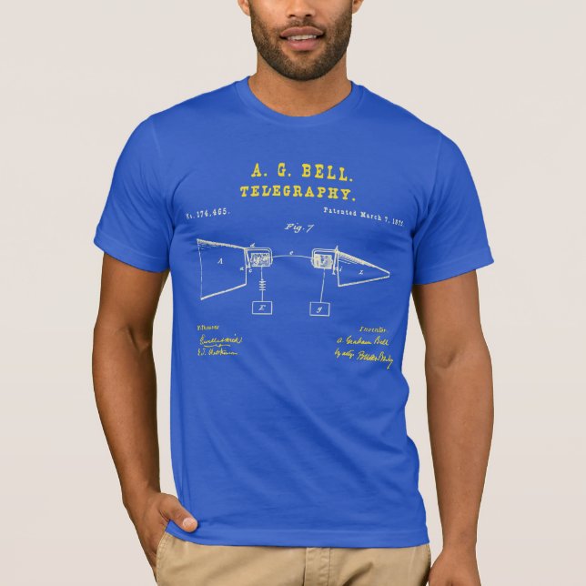 T-shirt Bell's Telephone Invention Royal Blue (Devant)