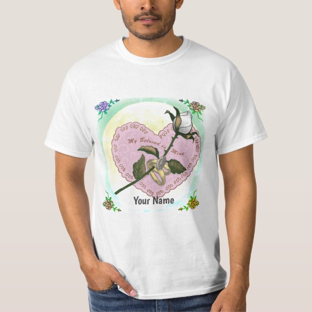 T-shirt Beloved White Rose Heart  (Devant)