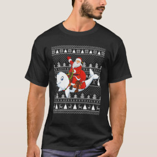 T-shirt Beluga Whale Lover Père Noël équitation Beluga 