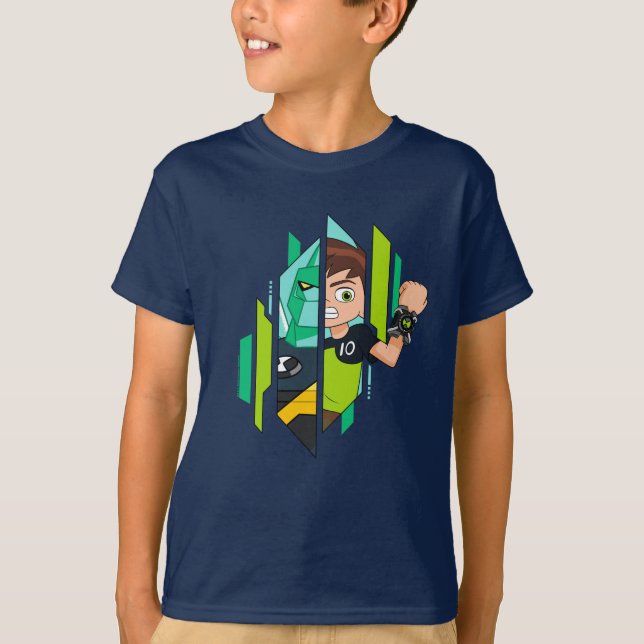 T-shirt Ben 10 Transformation de l'ADN de Diamondhead (Devant)