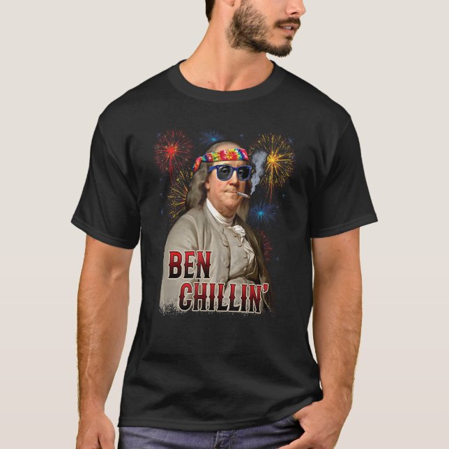 T-shirt Ben Chillin' Stoner Ben Franklin 4 juillet Firew (Devant)