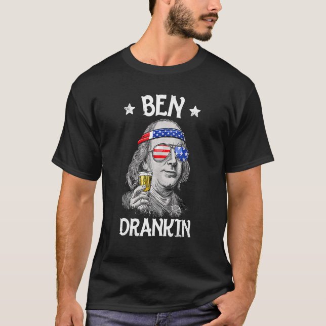 T-shirt Ben Drankin 4 juillet Benjamin Franklin Hommes Fem (Devant)