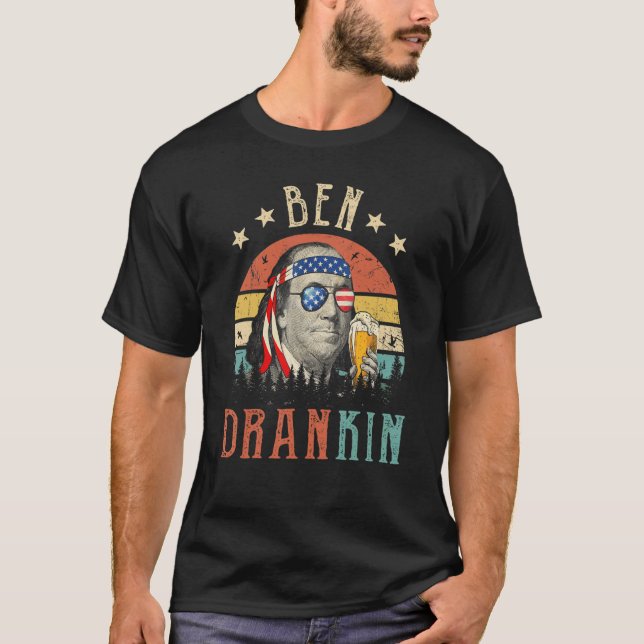 T-shirt Ben Drankin 4 juillet Benjamin Franklin Men Amer (Devant)
