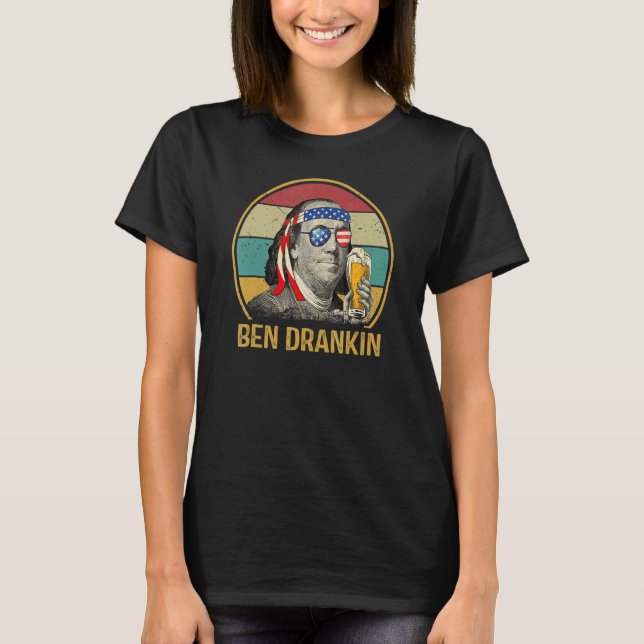 T-shirt Ben Drankin 4 juillet Benjamin Franklin Men Amer (Devant)