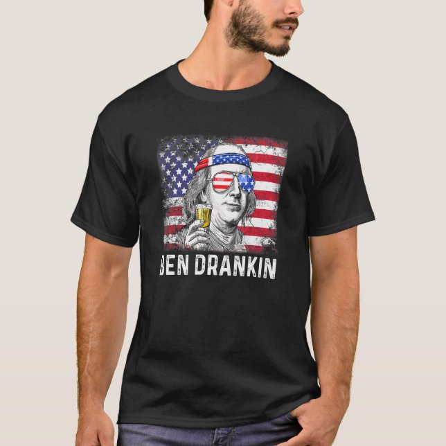 T-shirt Ben Drankin 4 juillet Benjamin Franklin Men Amer (Devant)