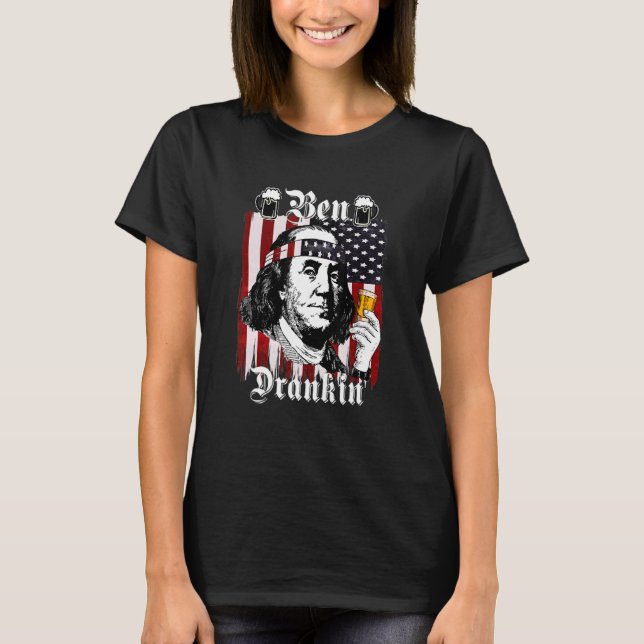 T-shirt Ben Drankin 4 juillet Benjamin Franklin Usa Fla (Devant)