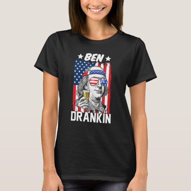 T-shirt Ben Drankin 4 juillet Drapeau américain Benjamin F (Devant)