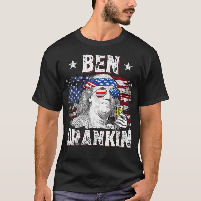 T-shirt Ben Drankin 4 juillet Drapeau Américain Hommes Boi (Devant)