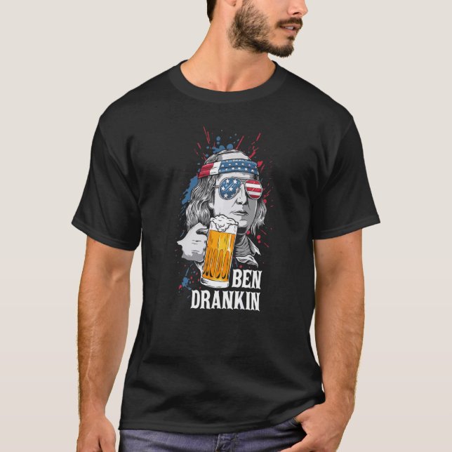 T-shirt Ben Drankin 4 juillet Sarcastique Benjamin Frankl (Devant)