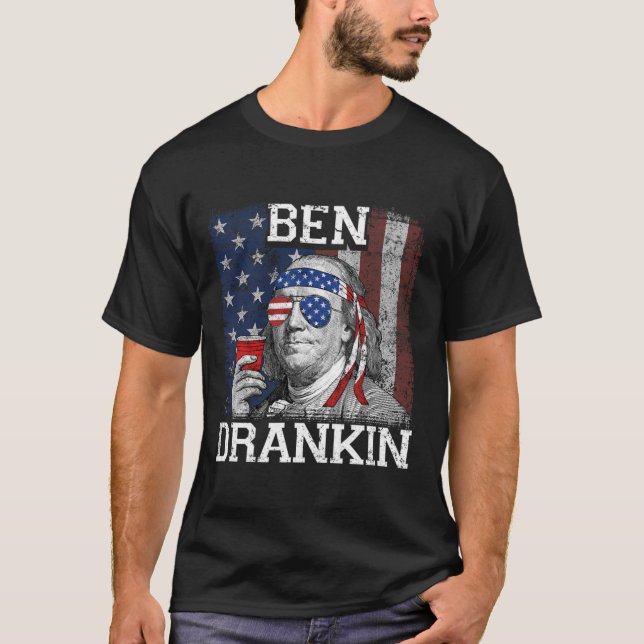 T-shirt Ben Drankin Beer 4 juillet Funny Patriotic USA T (Devant)
