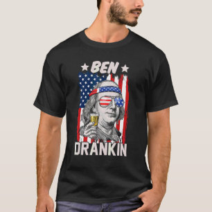 T-shirt Ben Drankin Beer 4 juillet patriote du drapeau amé