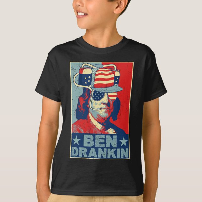 T-shirt Ben Drankin Beer 4 juillet Retro Beer Lover Drin (Devant)