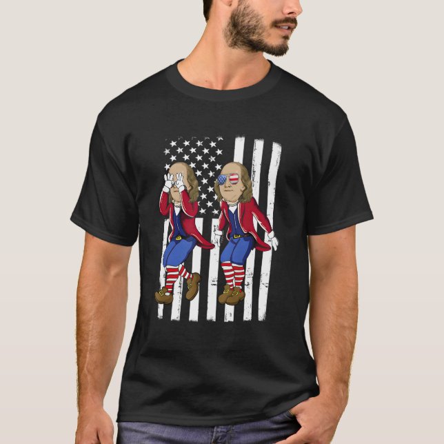 T-shirt Ben Griddin 4 juillet Benjamin Franklin Griddy U (Devant)