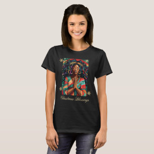 T-shirt Bénédiction de Noël Femme noire priant