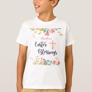 T-shirt Bénédiction de Pâques de fleurs Christ ressusci