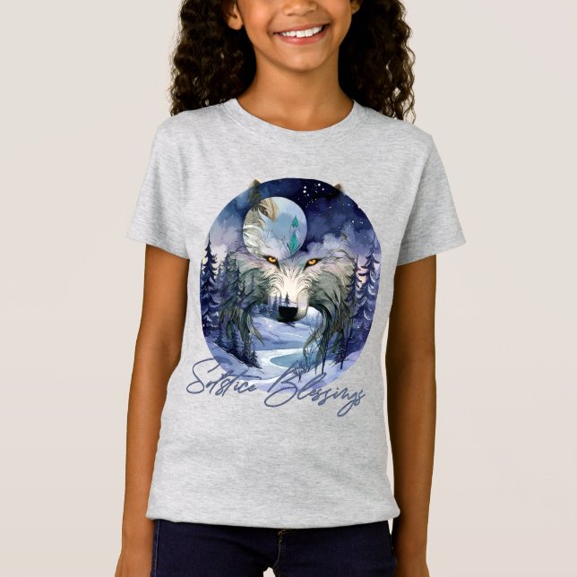 T-Shirt Bénédiction solstice Wolf d'hiver Moonlight Woods (Devant)