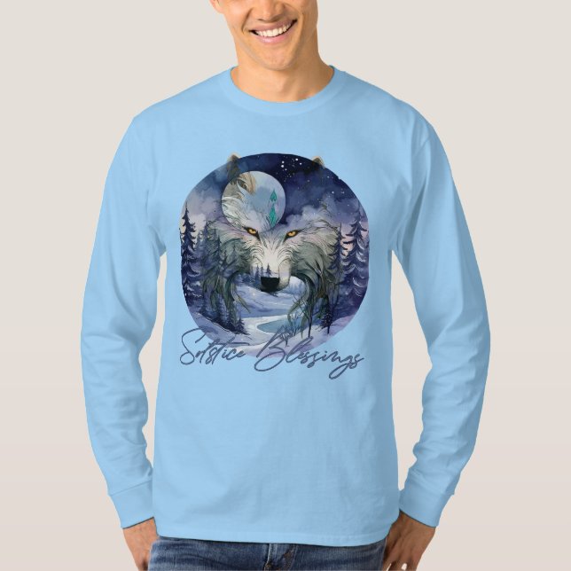T-shirt Bénédiction solstice Wolf d'hiver Moonlight Woods (Devant)