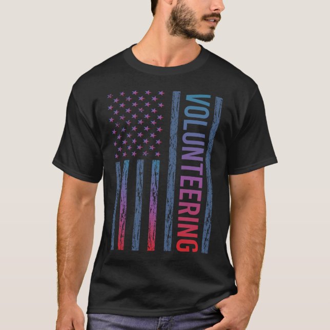 T-shirt Bénévole bénévole pour le drapeau dégradant (Devant)