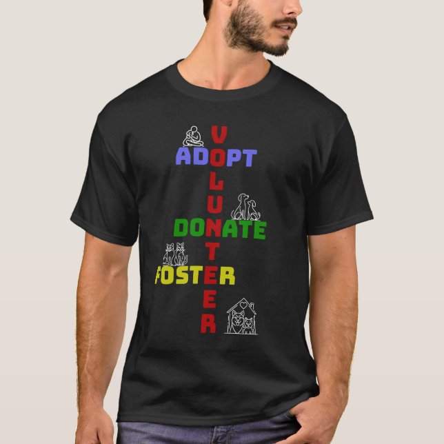 T-shirt Bénévoles Adopter Faire Un Don Foster Animal Rescu (Devant)