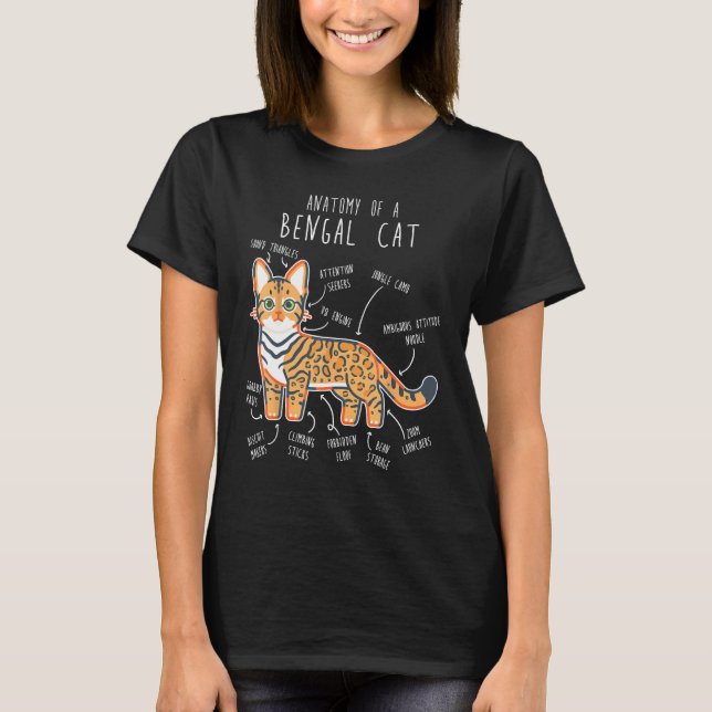 T-shirt Bengal Cat Anatomy  Cute Pet Bengal Mom Cat Dad (Devant)