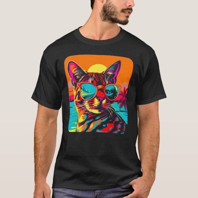 T-shirt Bengal Cat Summer Beach (Devant)