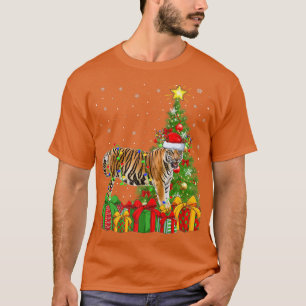 T-shirt Bengal Tiger Lighting Xmas Tree Santa Bengal Tiger