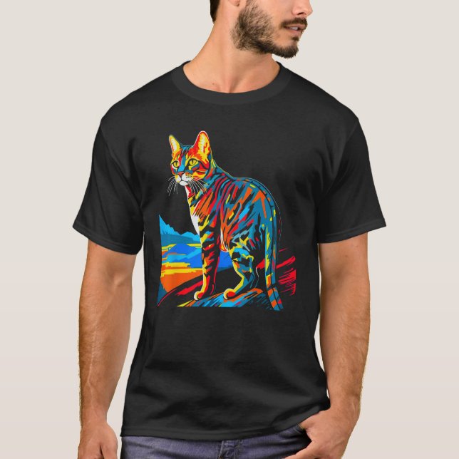 T-shirt Bengale Cat Pop Art (Devant)
