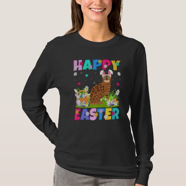 T-shirt Bengale Chat Happy Lapin de Pâques Bengale Chat Pâ (Devant)