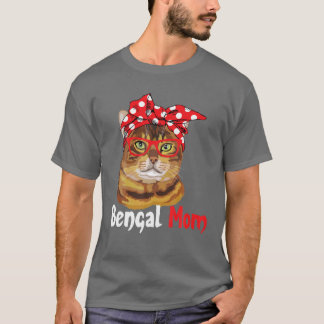 T-shirt Bengale Chat Maman Cute Chat Avec Bandana Lover Do