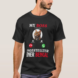 T-shirt Bengale Chat MON BOSS EMPLOYÉ D'UN BENGAL Chat Fun