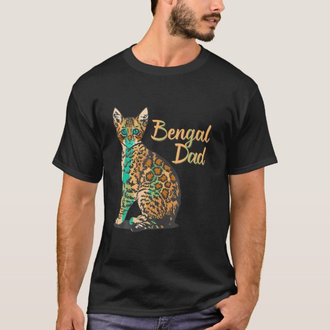 T-shirt Bengale Chat Papa Papa Père Père Famille Animaux d (Devant)