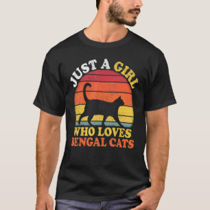 T-shirt Bengale Chat Vintage Juste Une Fille Qui Aime Le B