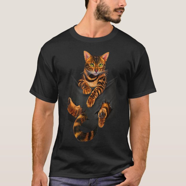 T-shirt Bengale Poche d'éponge de chats Bengale Amant de b (Devant)