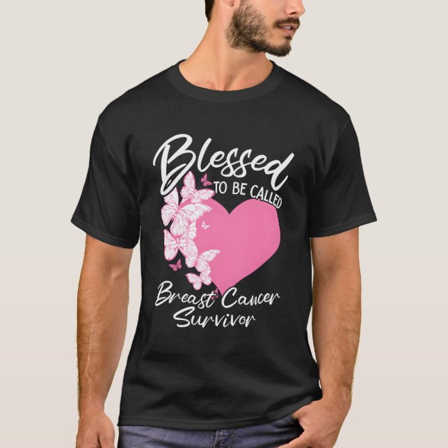 T-shirt Béni D'Être Appelé Cancer Du Sein Survivant K Butt (Devant)