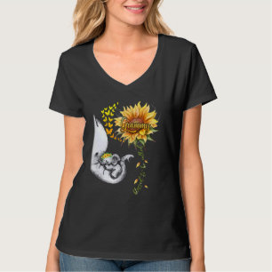 T-shirt Béni D'Être Appelé Grammy Sunflower Elephant Mot
