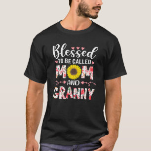 T-shirt Béni D'Être Appelé Maman Et Granny Floral Mère'