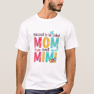 T-shirt Béni D'Être Appelé Maman Et Mimi Grand-Mère Floral