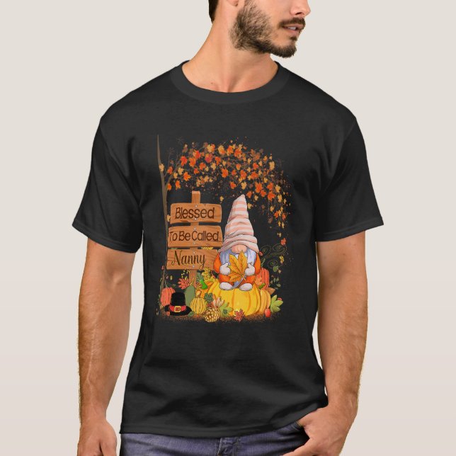 T-shirt Béni D'Être Appelé Nanny Gnome Citrouille Chute Pl (Devant)