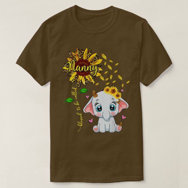 T-shirt Béni D'Être Appelé Nanny Sunflower Elephant (Design devant)