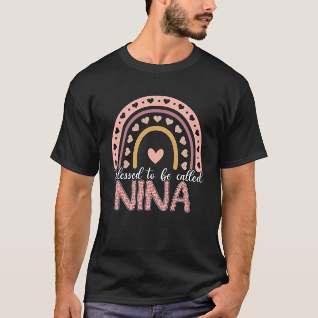 T-shirt Béni D'Être Appelé Nina Leopard Rainbow Mère Maman (Devant)