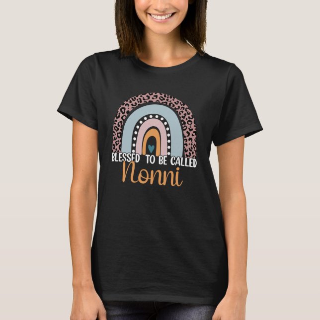T-shirt Béni D'Être Appelé Nonni Rainbow Leopard Cute Mo (Devant)