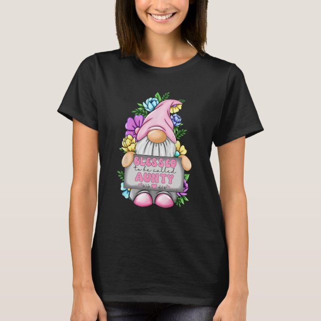 T-shirt Béni D'Être Appelé Tante Gnome Mère Fille Mignonne (Devant)