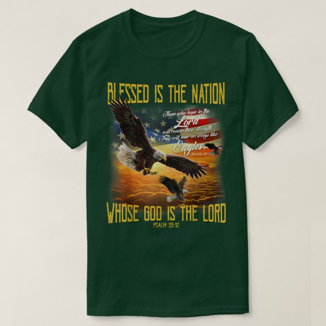 T-shirt Béni Est La Nation Dont Dieu Est Le Seigneur (Design devant)